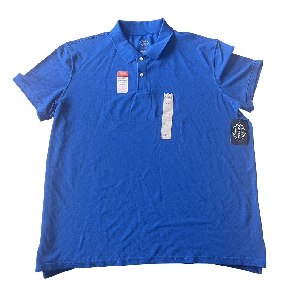 NWT St John's Bay Men's Size XXL 2XL Polo Royal Blue Short Sleeve Preppy